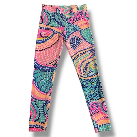 Lilly Pulitzer Maia Multi Tile Wave Knit Legging Size Largr 8-10 Girls Mosiac - Picture 1 of 9